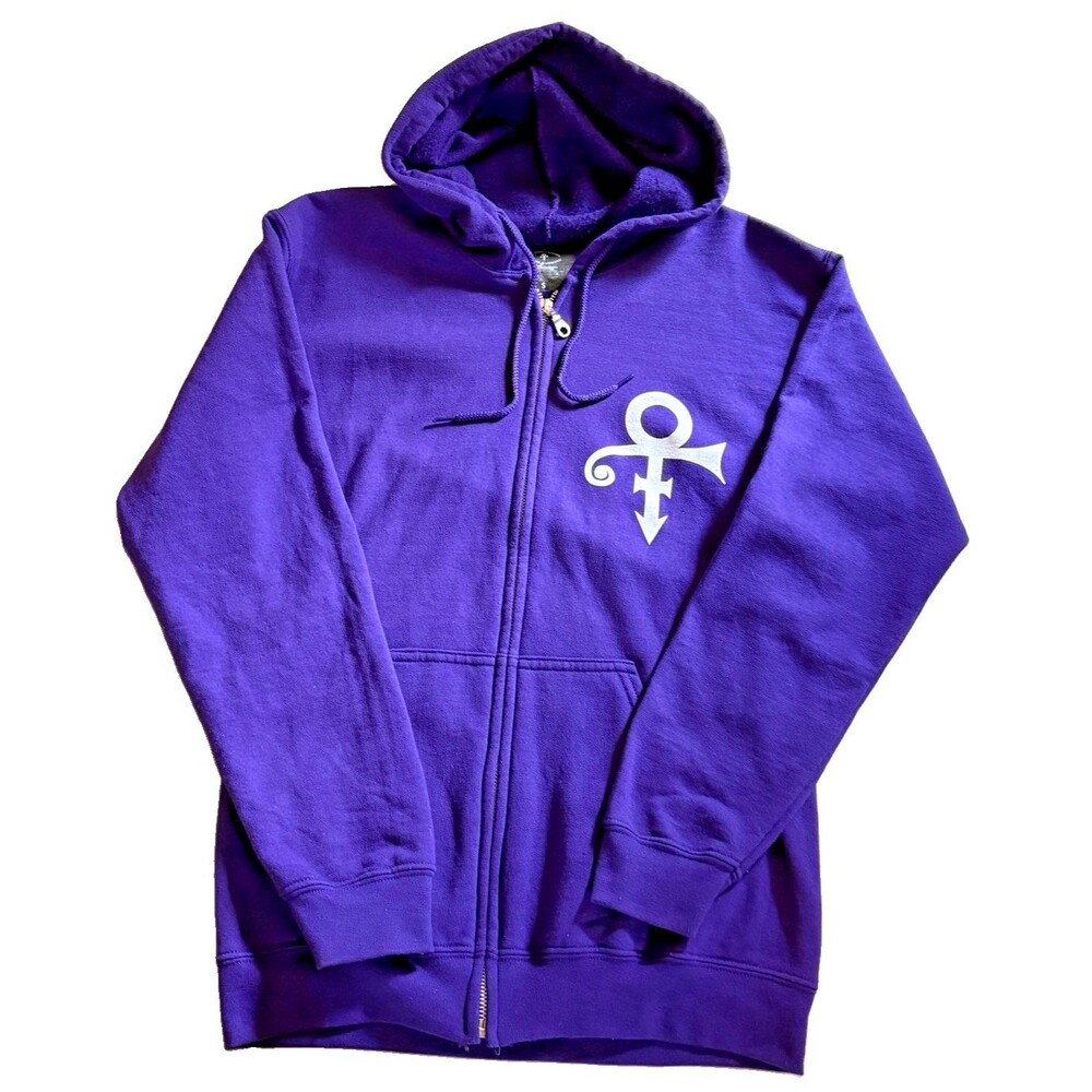 The Estate of Prince Love Symbol Zip Up Hoodie Sweatshirt Unisex Small Purple